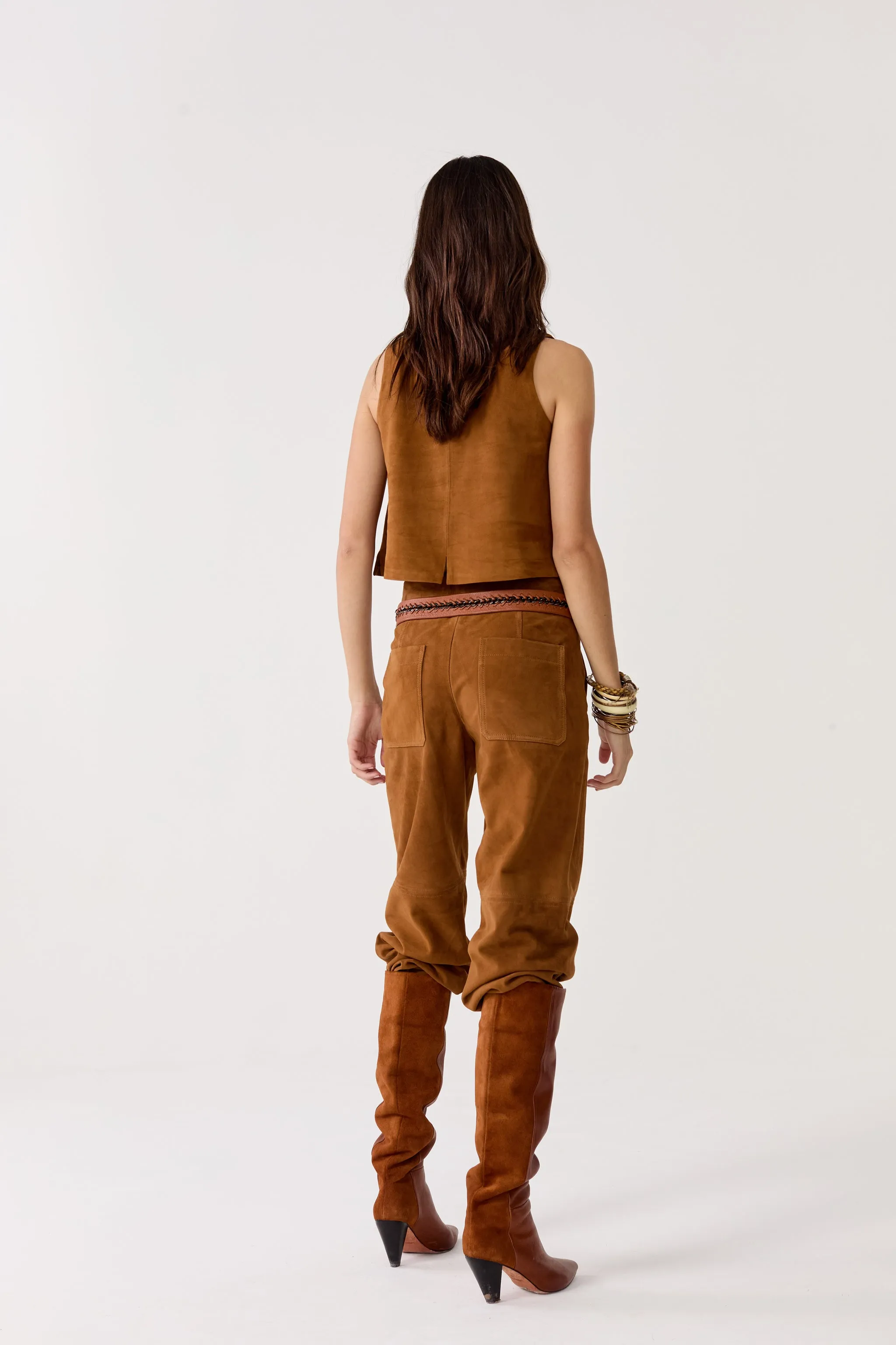 Avery Suede Pants - Tan