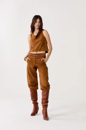 Avery Suede Pants - Tan