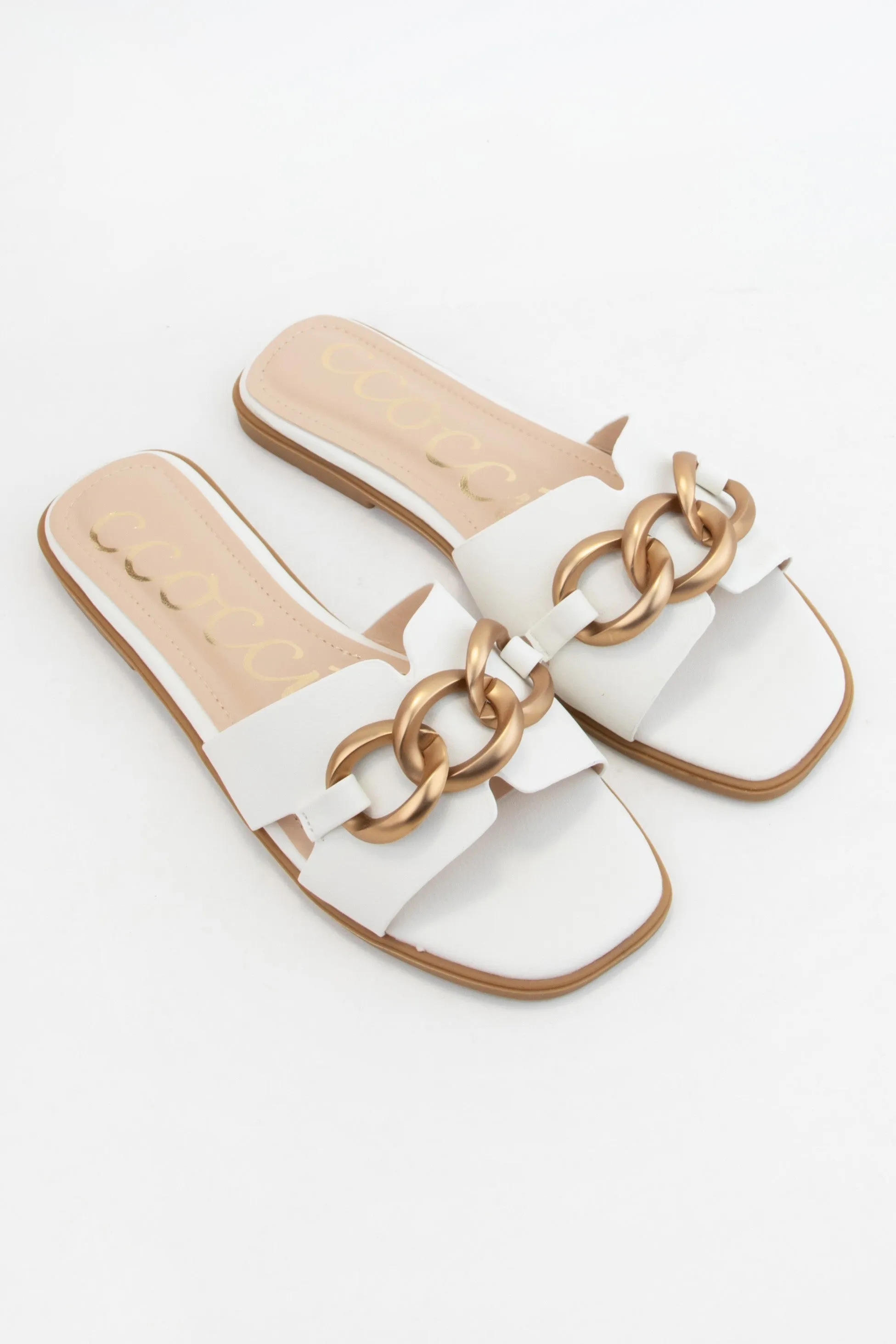 Baylor Chunky Matte Bronze Chain Detail Sandal - Final Sale