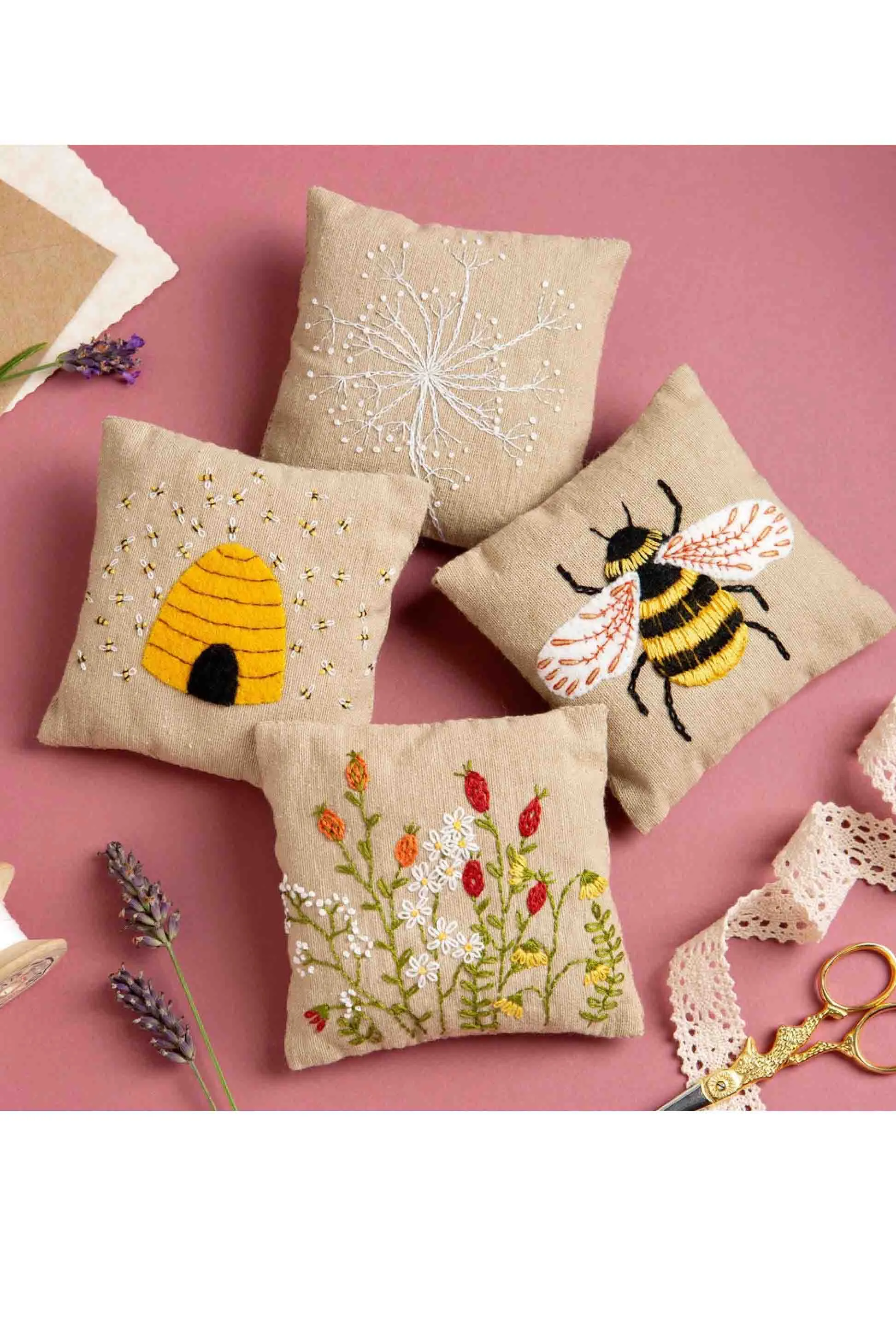 Bee Lavender Bags Embroidery Kit