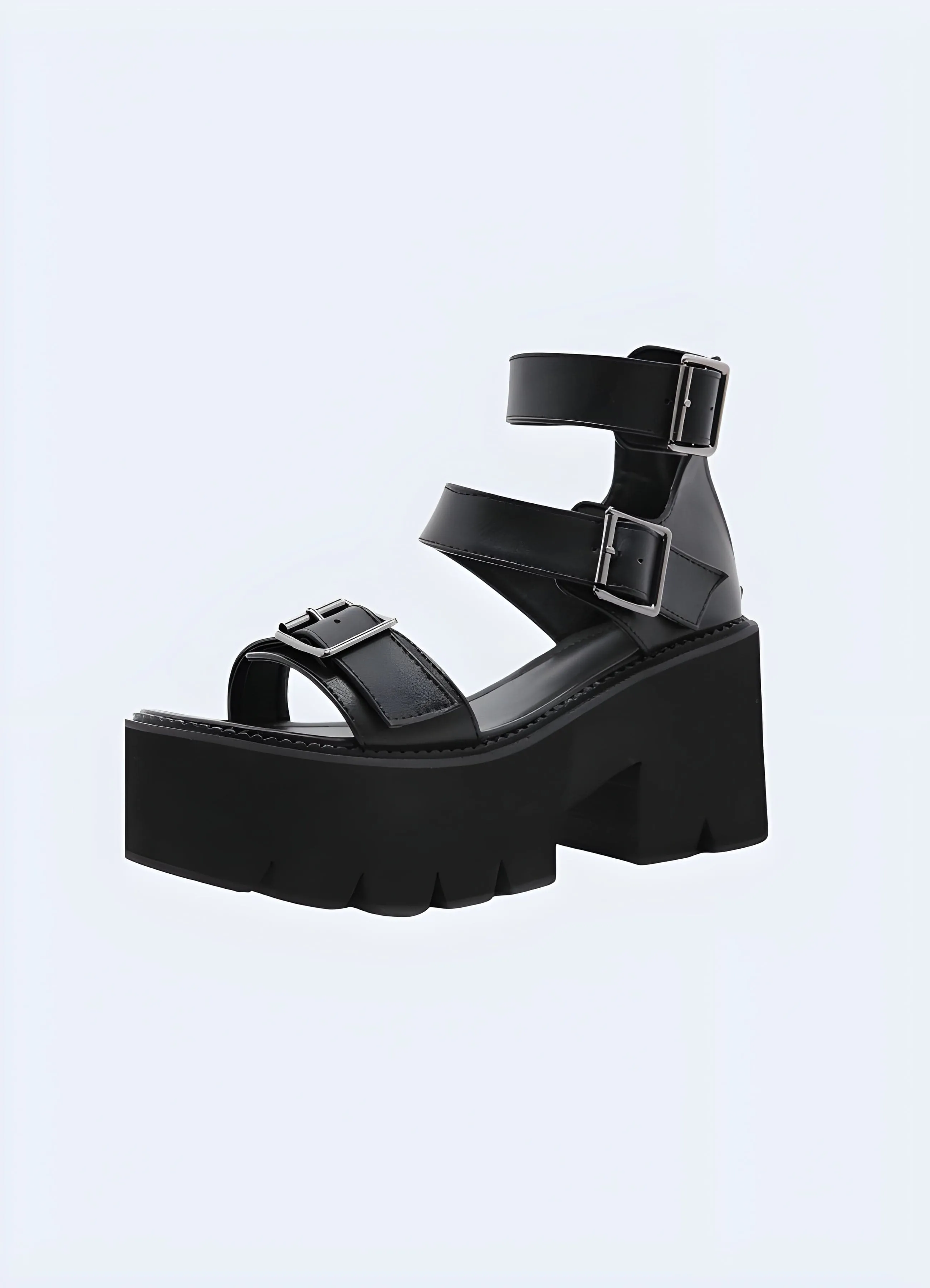 Black Chunky Heeled Sandals