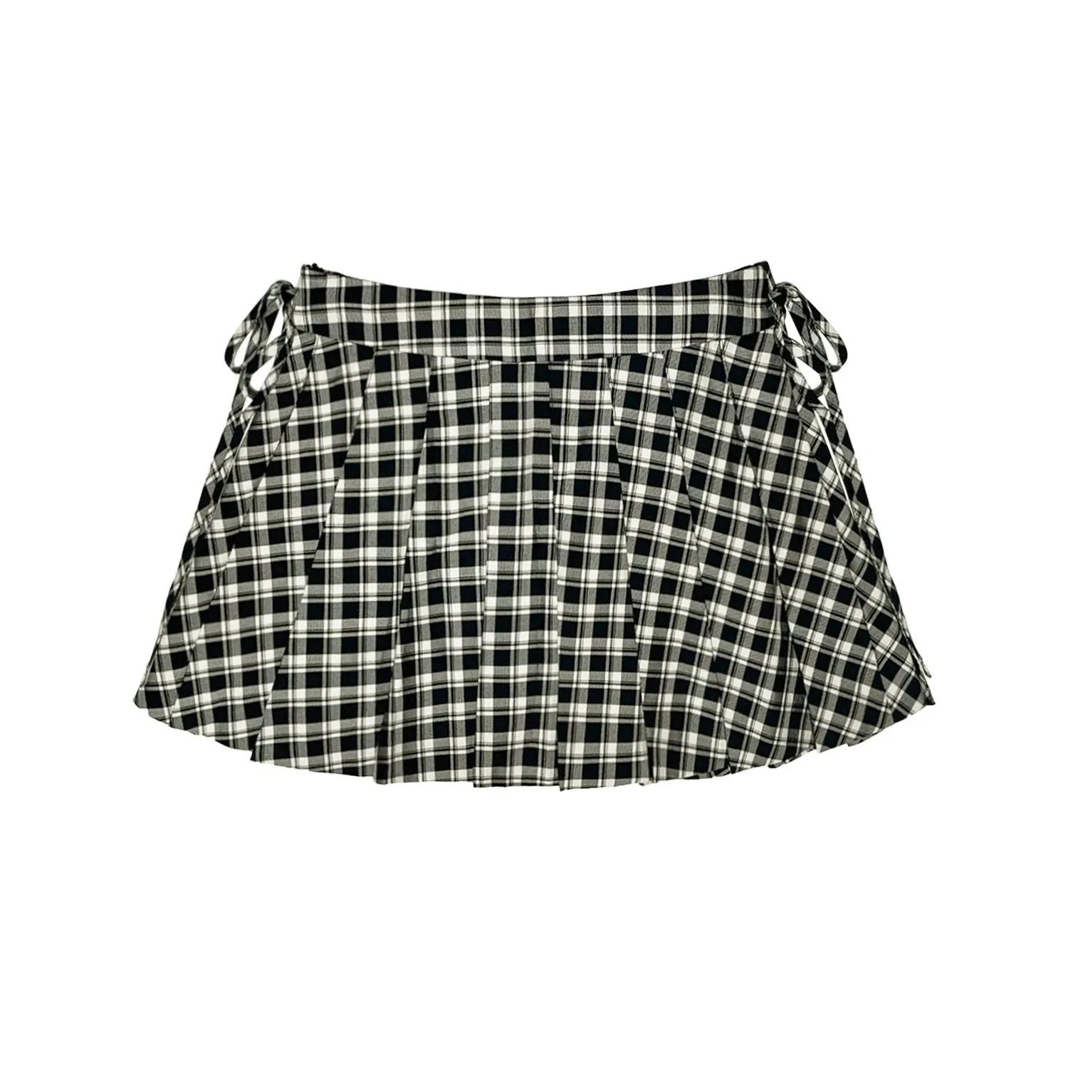 Bow Tie Plaid Pleated Skirt