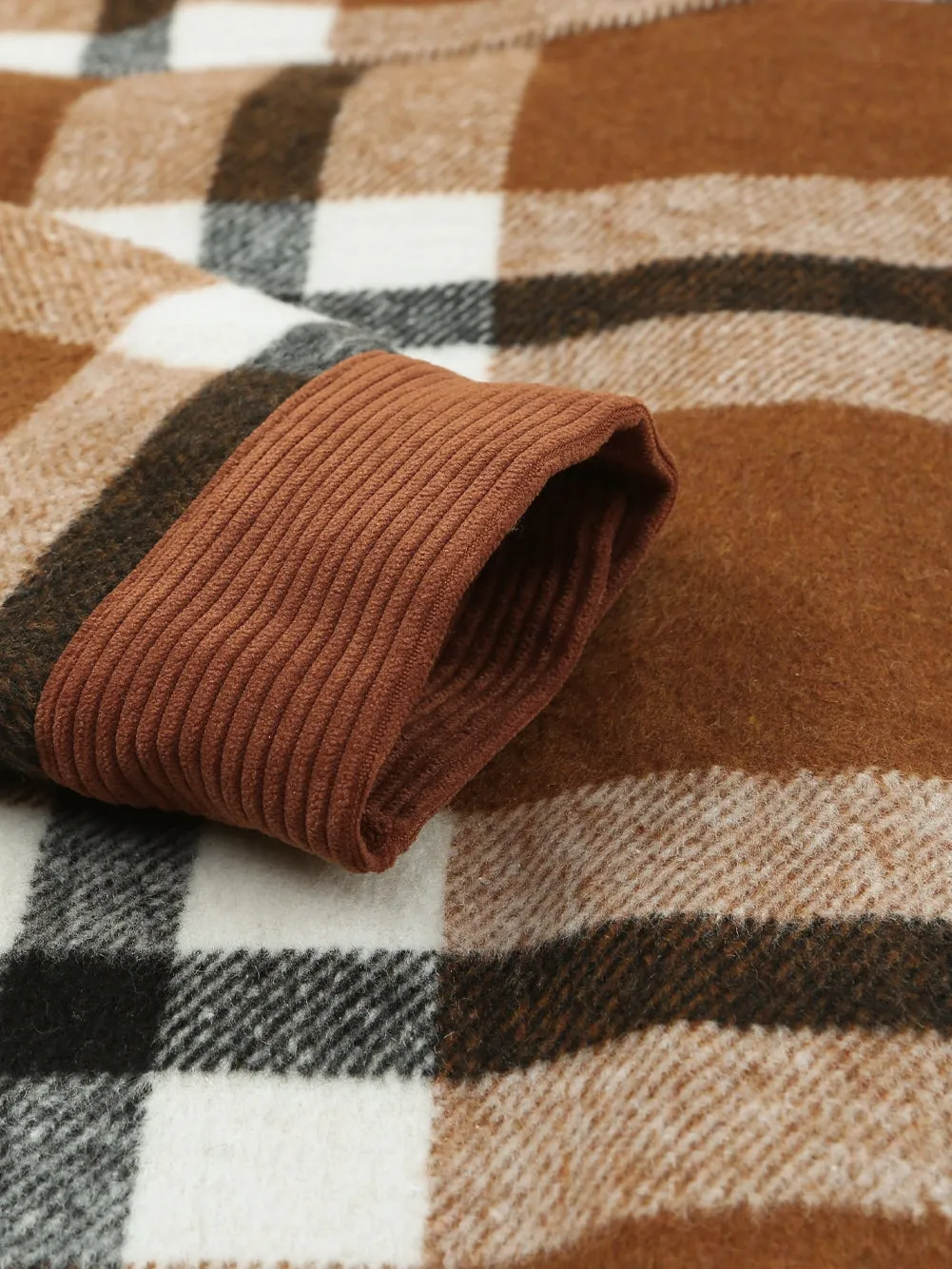 Brown Plaid Shacket with Pockets