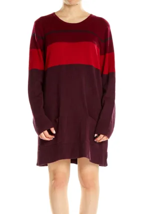 Burgundy Color Block Oversized Sweater Dress