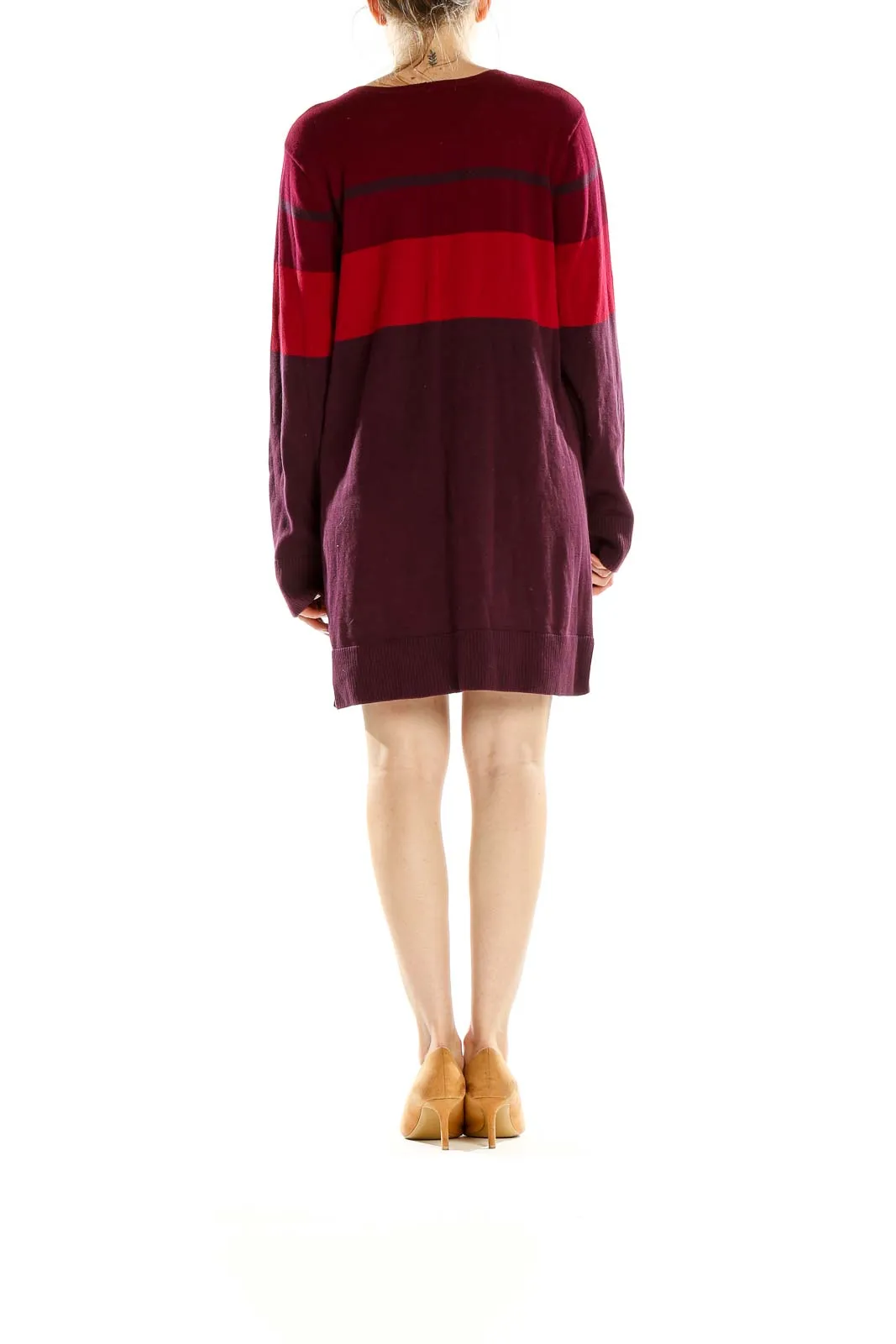 Burgundy Color Block Oversized Sweater Dress