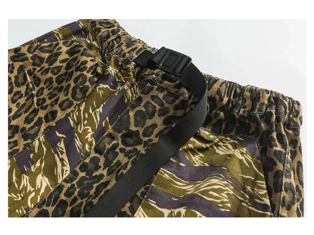 Camo/Animal Print Patchwork Shorts