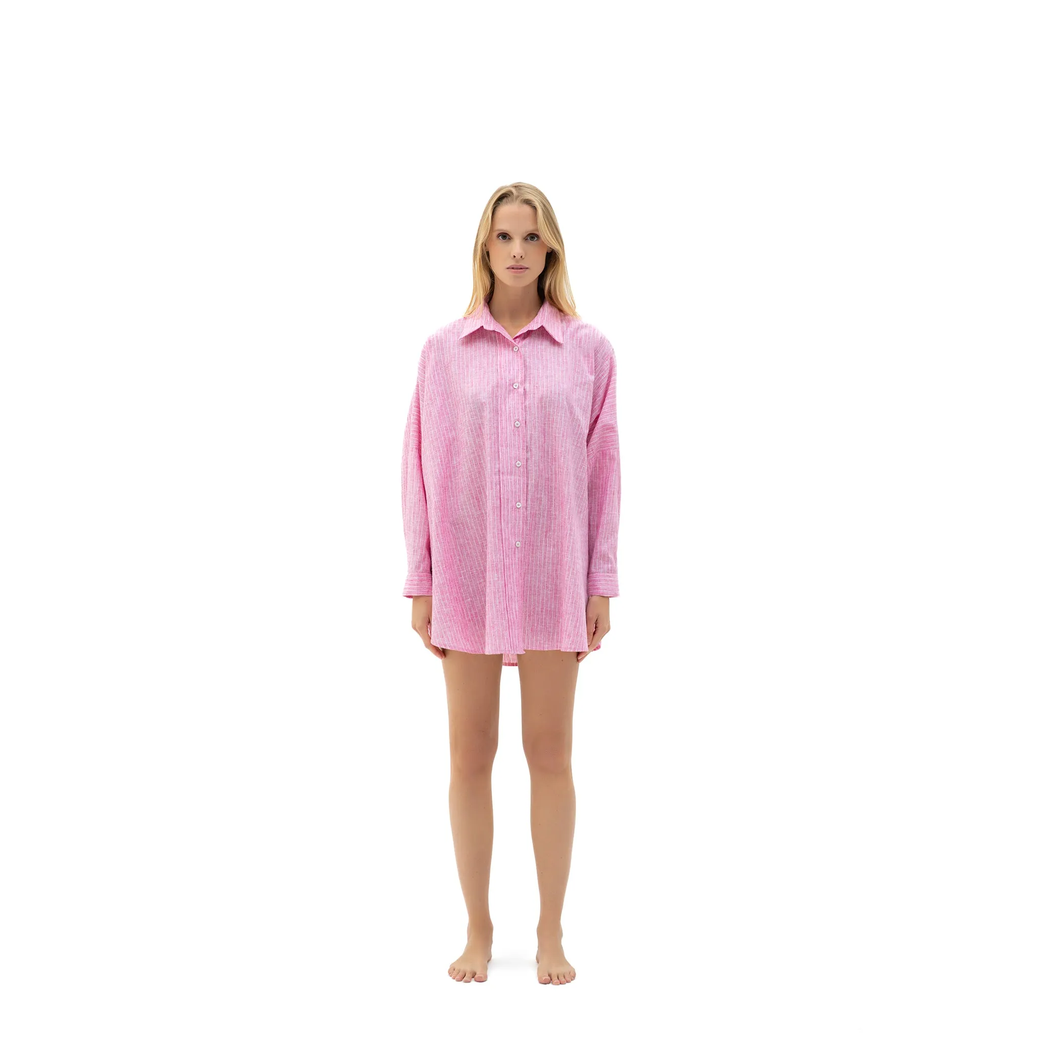 CETO PINK STRIPED OVERSIZED SHIRT