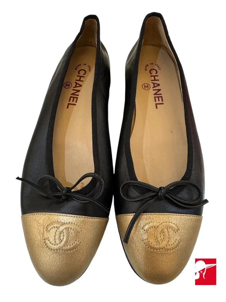 Chanel cap toe ballet flats size 8.5