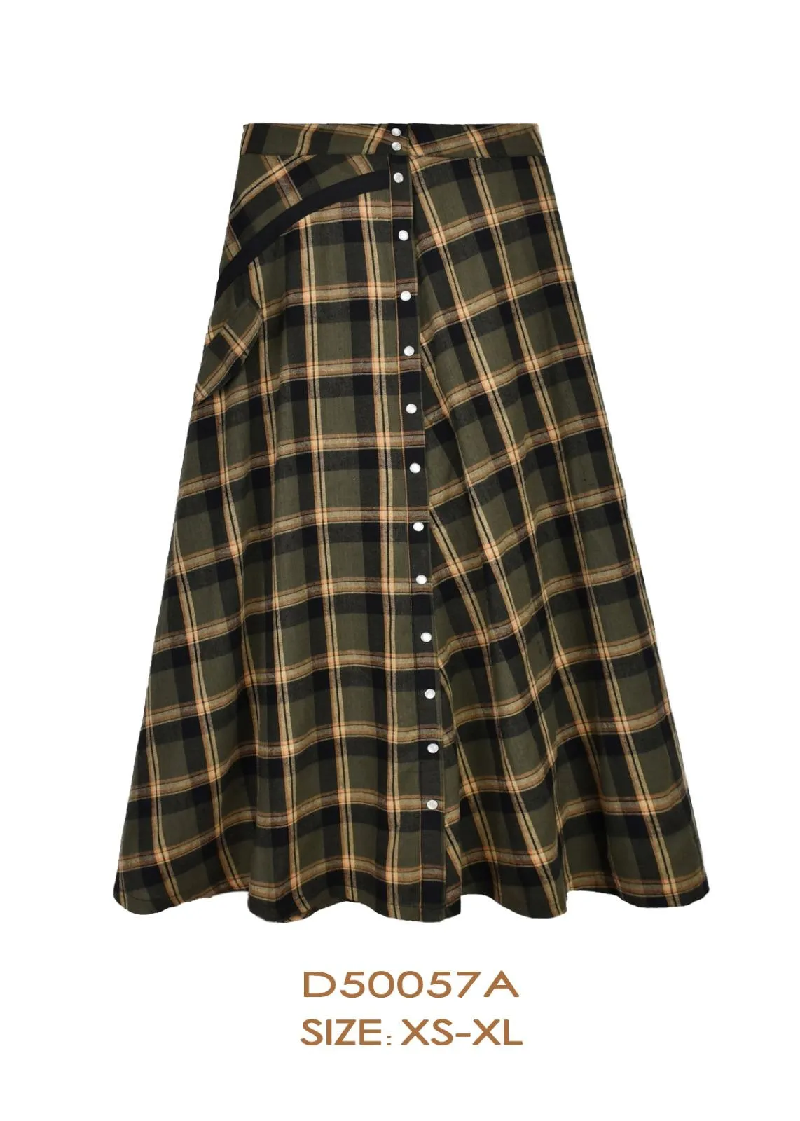 D50057A-SKIRT-Plaid Green