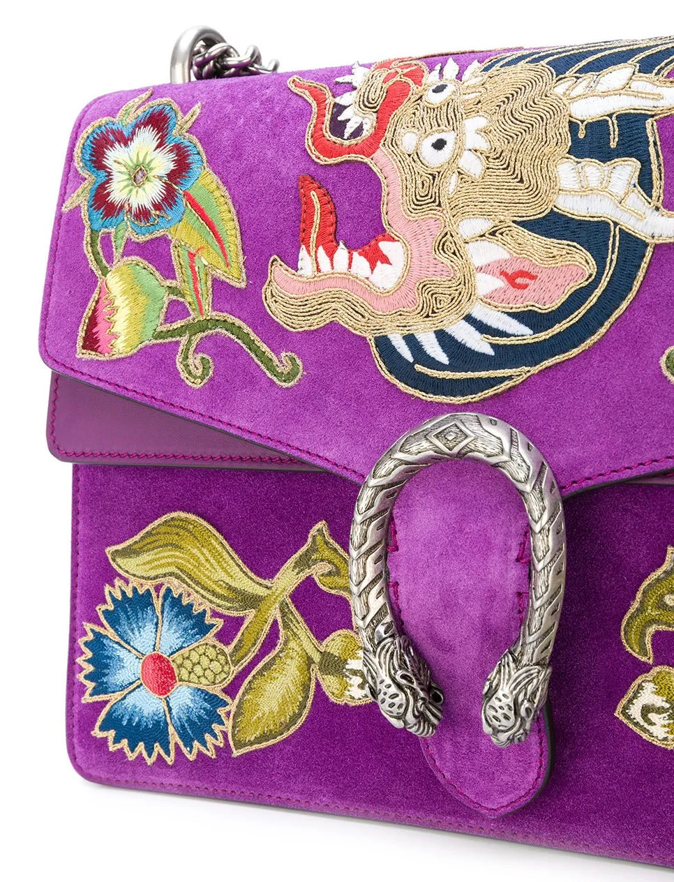 Dionysus Embroidered Shoulder Bag, Purple