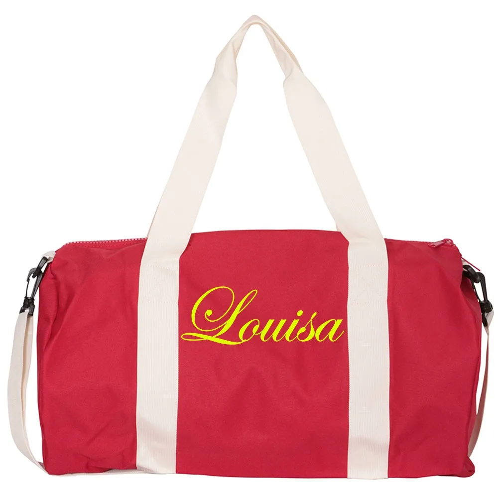 Embroidered Red Duffle Bag