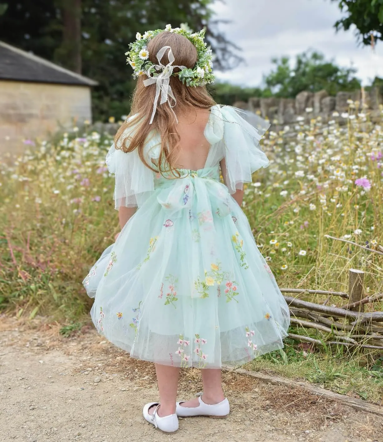 Enchanted Angel Dress - Embroidered Mint