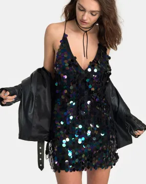 Finn Slip Dress in Black Opal Sequin