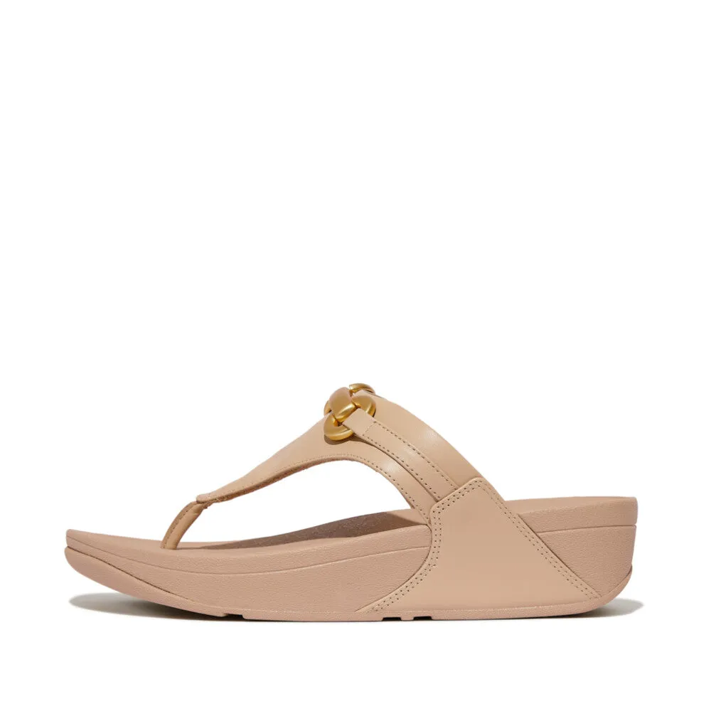 FItFlop Lulu Chunky Snaffle Leather Toe Post Classic Beige