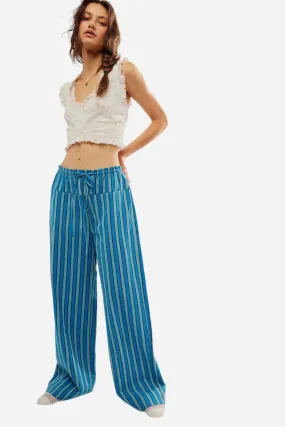 Free People Hudson Canyon Stripe Pants in Blue Combo