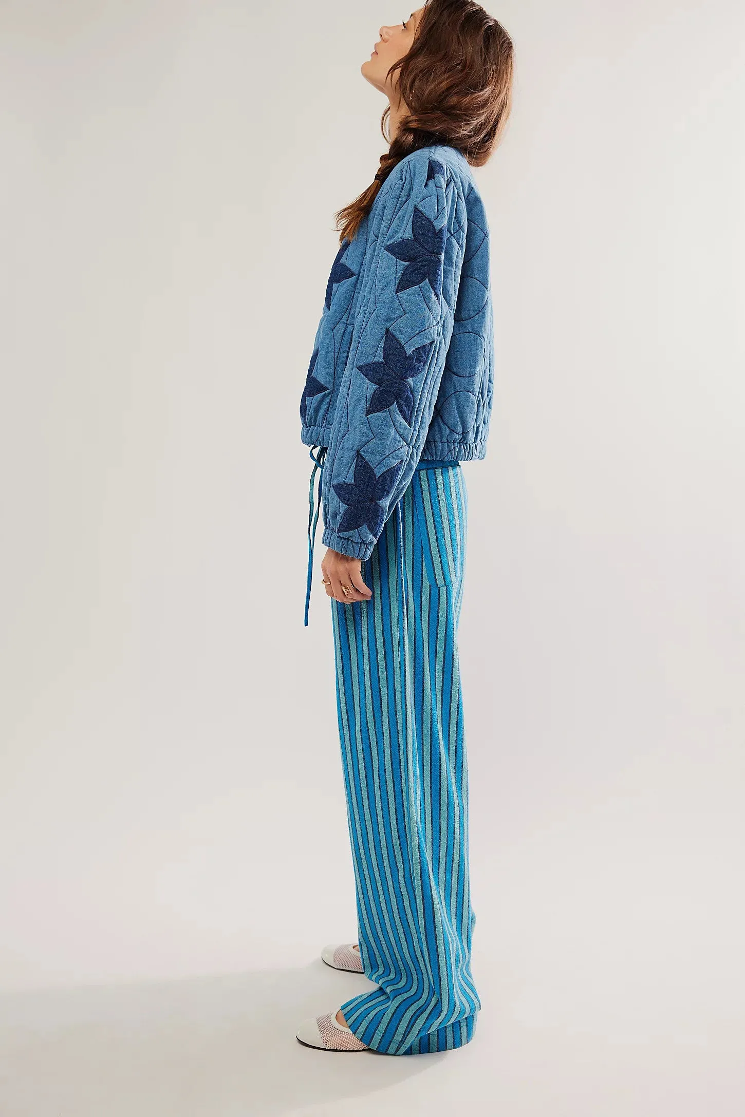 Free People Hudson Canyon Stripe Pants in Blue Combo