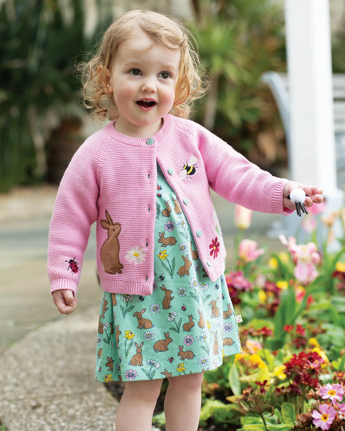 Frugi Colby Cardigan - Jellyfish / Rabbit