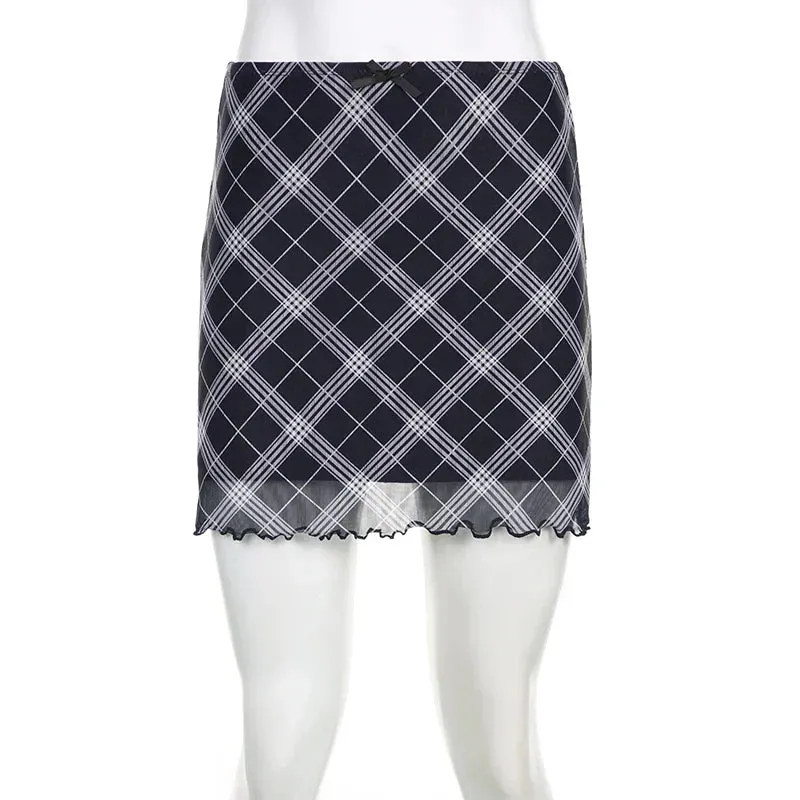 Goth 'Void' Black Plaid Harajuku Skirt