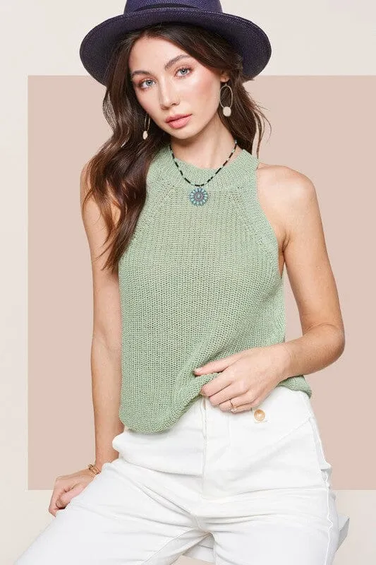 Halter Neck Sweater Top - Multiple Colors