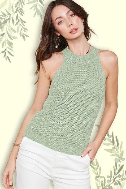 Halter Neck Sweater Top - Multiple Colors