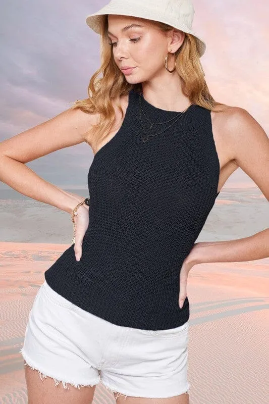 Halter Neck Sweater Top - Multiple Colors