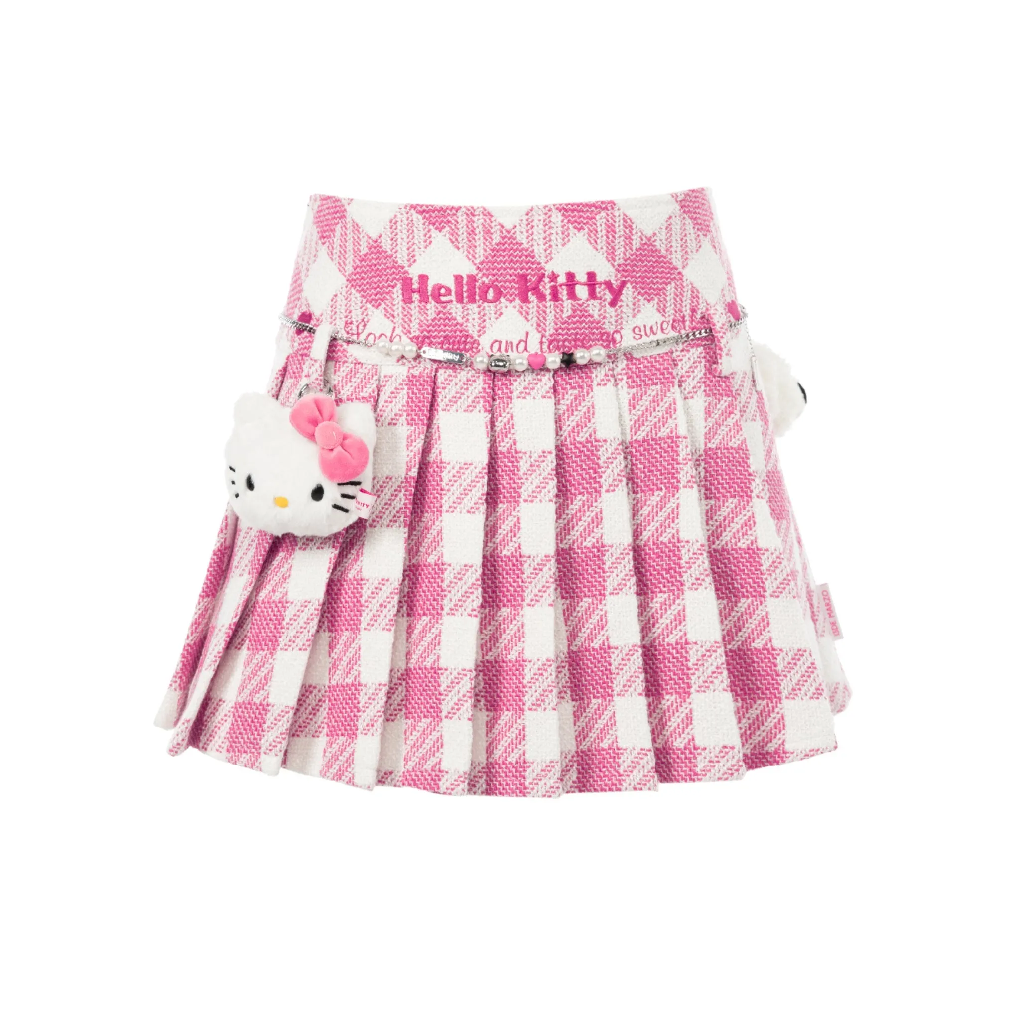 Hello Kitty Bear Plaid Skirt in Pink