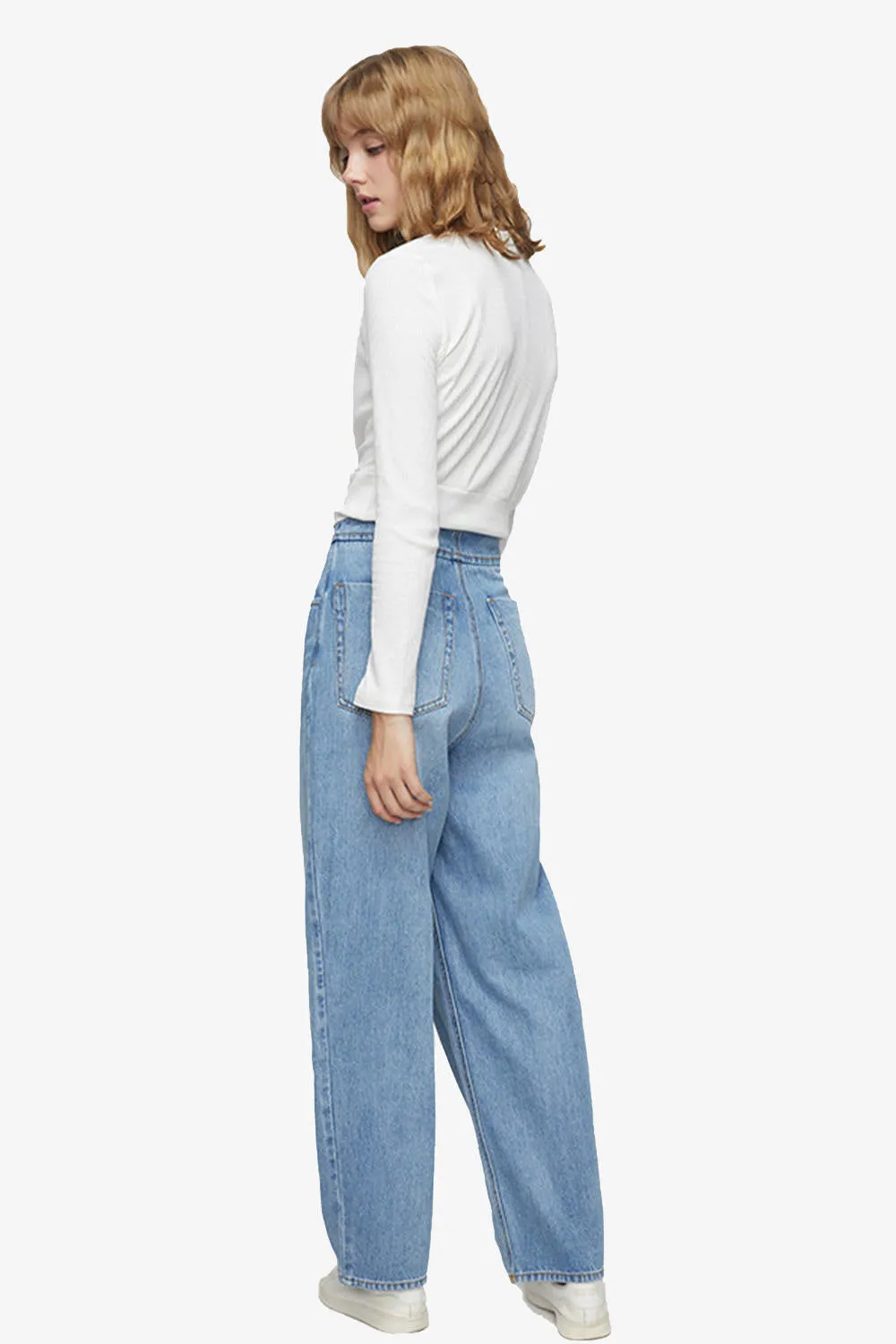 High Rise Button Up Wide Leg Jeans