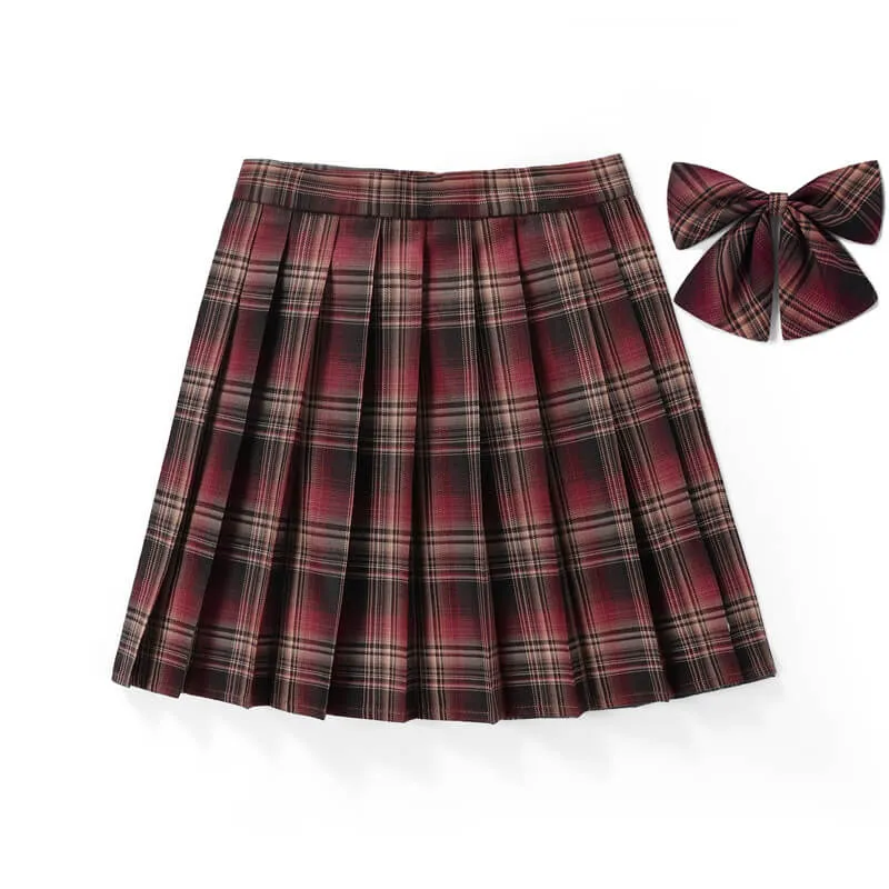 [JK Skirt Bow] 48cm vintage plaid uniform skirt