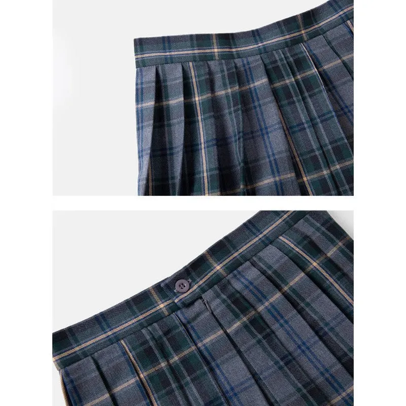 [JK Skirt Bow] 48cm vintage plaid uniform skirt