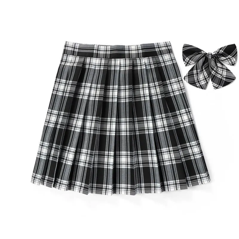 [JK Skirt Bow] 48cm vintage plaid uniform skirt