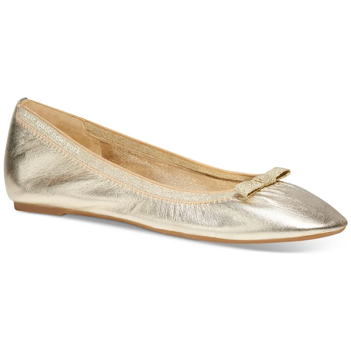 Kate Spade New York Womens Claudette Leather Bow Ballet Flats