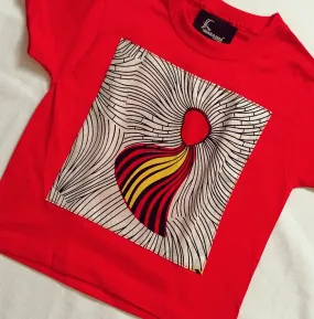 Kids T-shirt in red with red Ankara