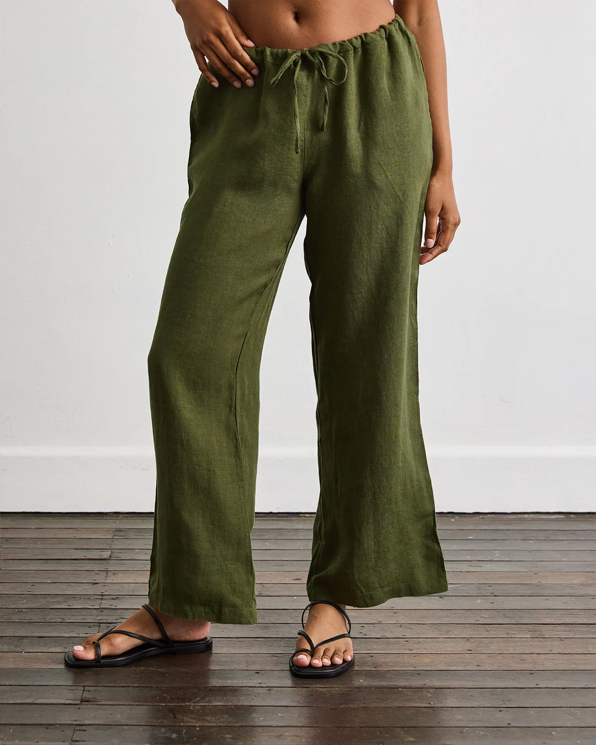 Lounge Linen Pants in Olive