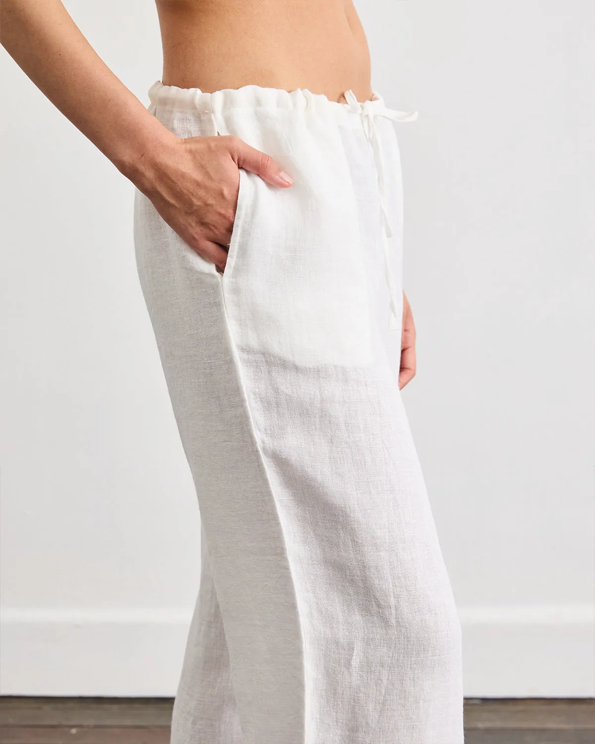 Lounge Linen Pants in White