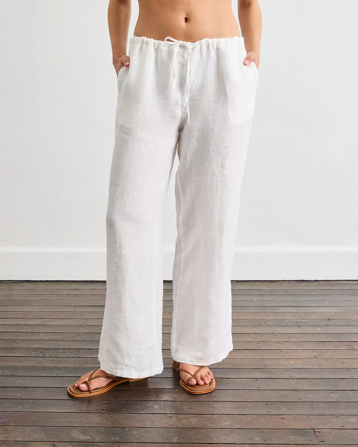 Lounge Linen Pants in White