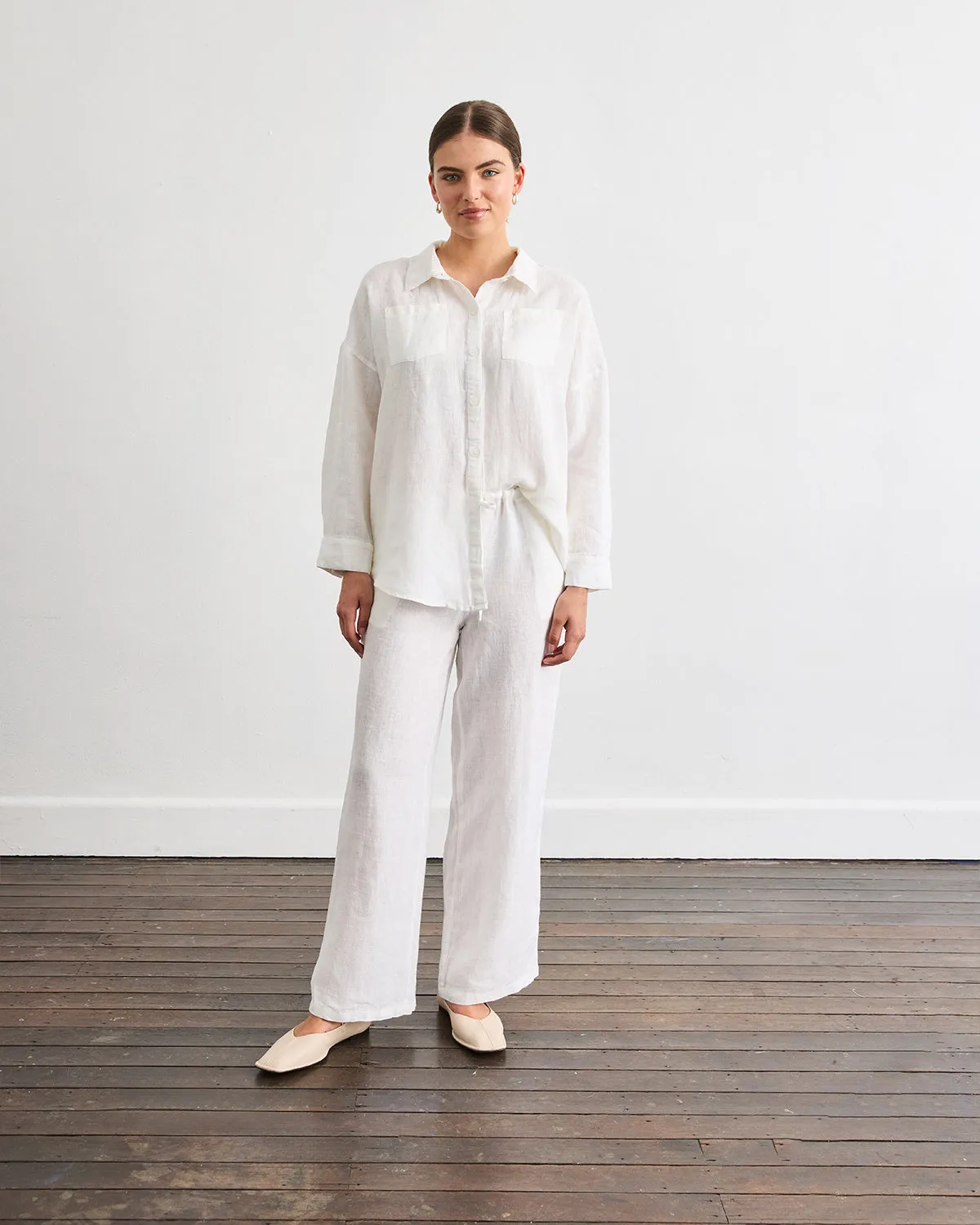 Lounge Linen Pants in White