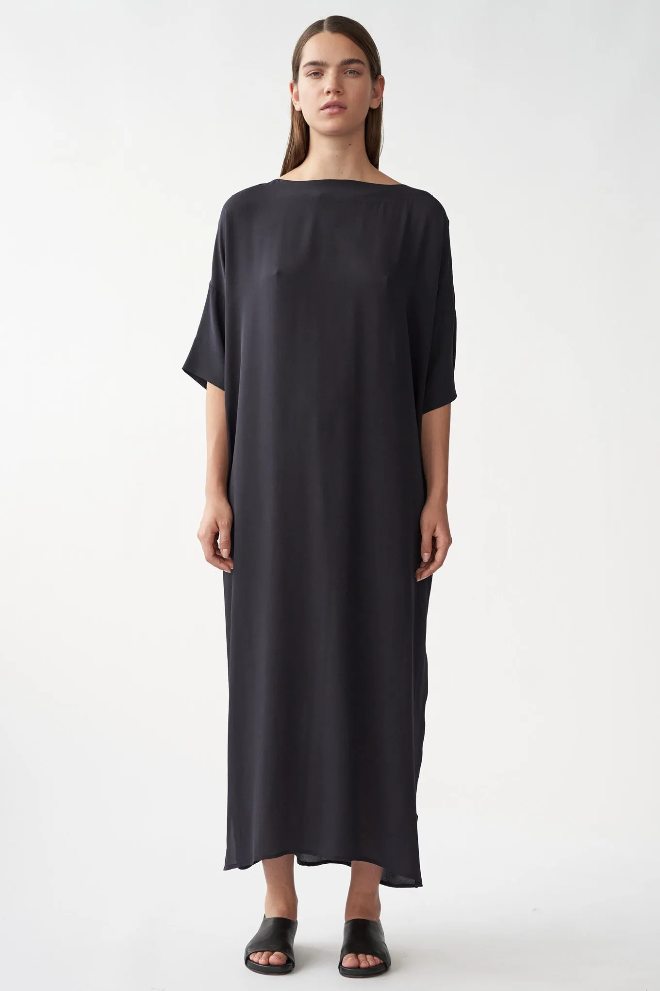 MAIA LONG DRESS - DARK NAVY - SILK GEORGETTE