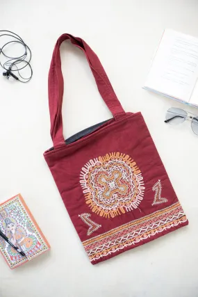 Maroon Kutch Embroidered Bag