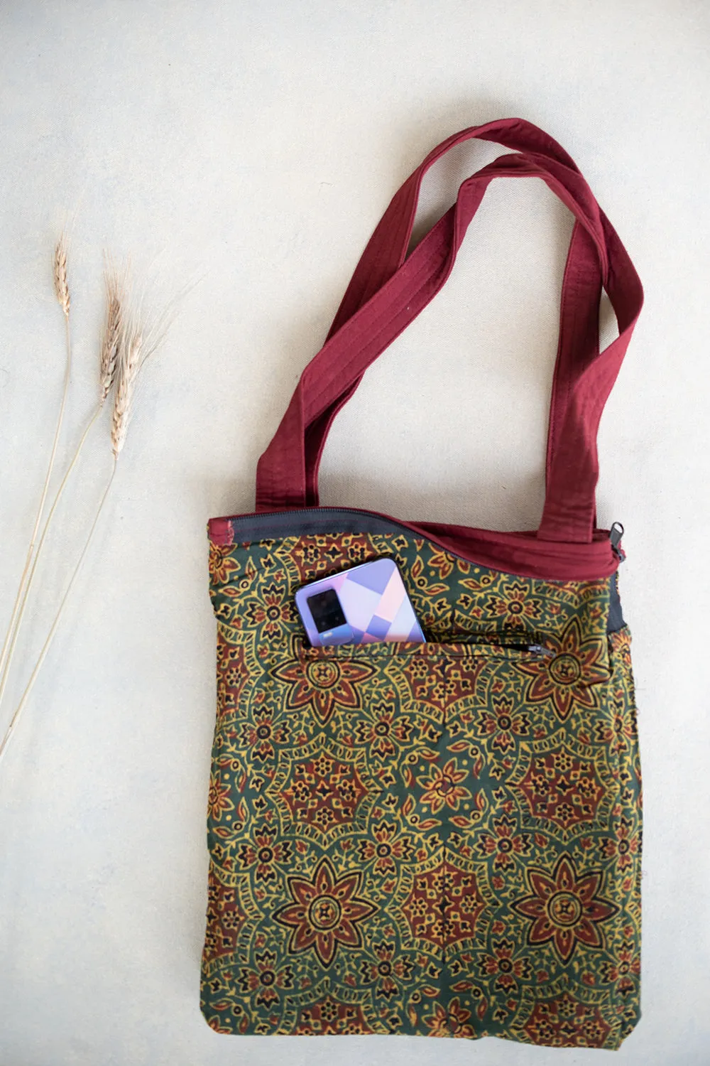 Maroon Kutch Embroidered Bag