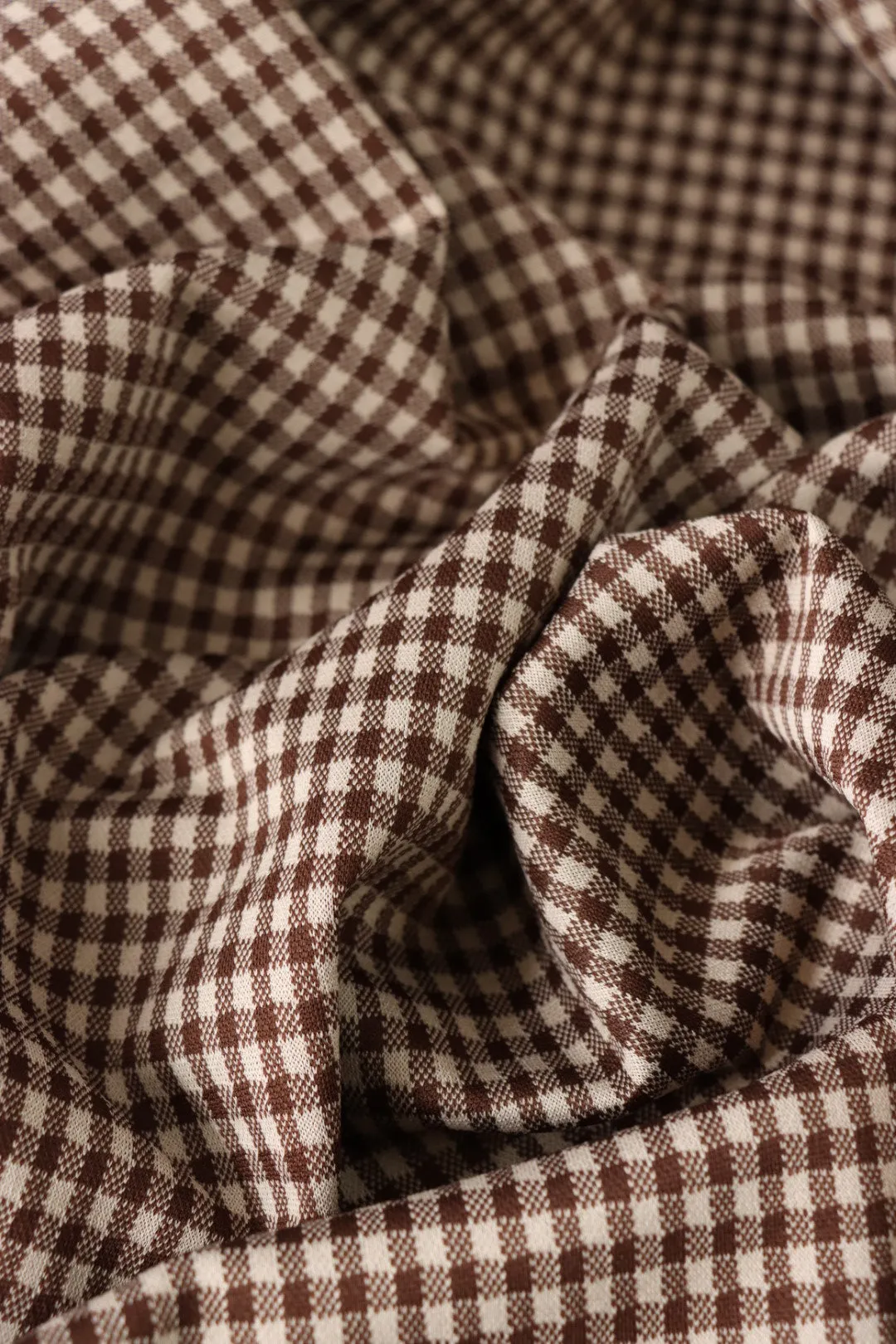 Mocha & Beige 1/4" Gingham Yarn Dyed Jacquard Knit