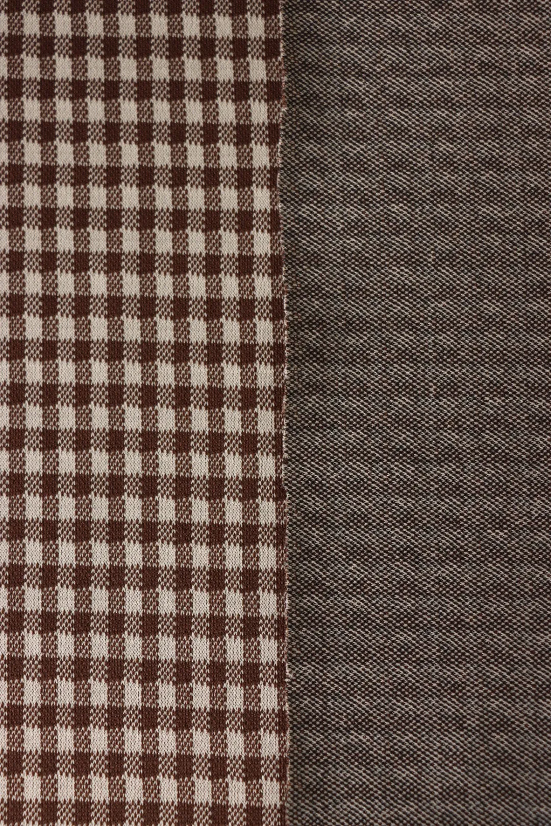 Mocha & Beige 1/4" Gingham Yarn Dyed Jacquard Knit