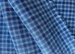 Moody Summer Blues Plaid Linen (Made in Czech Republic)