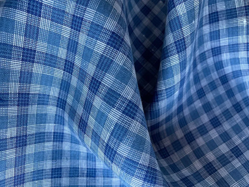 Moody Summer Blues Plaid Linen (Made in Czech Republic)