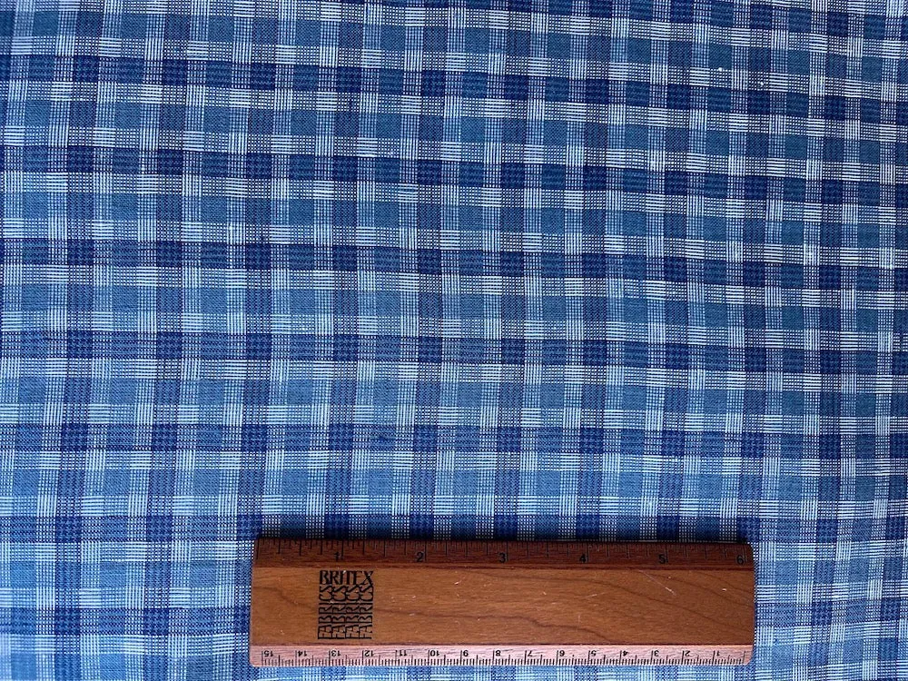 Moody Summer Blues Plaid Linen (Made in Czech Republic)