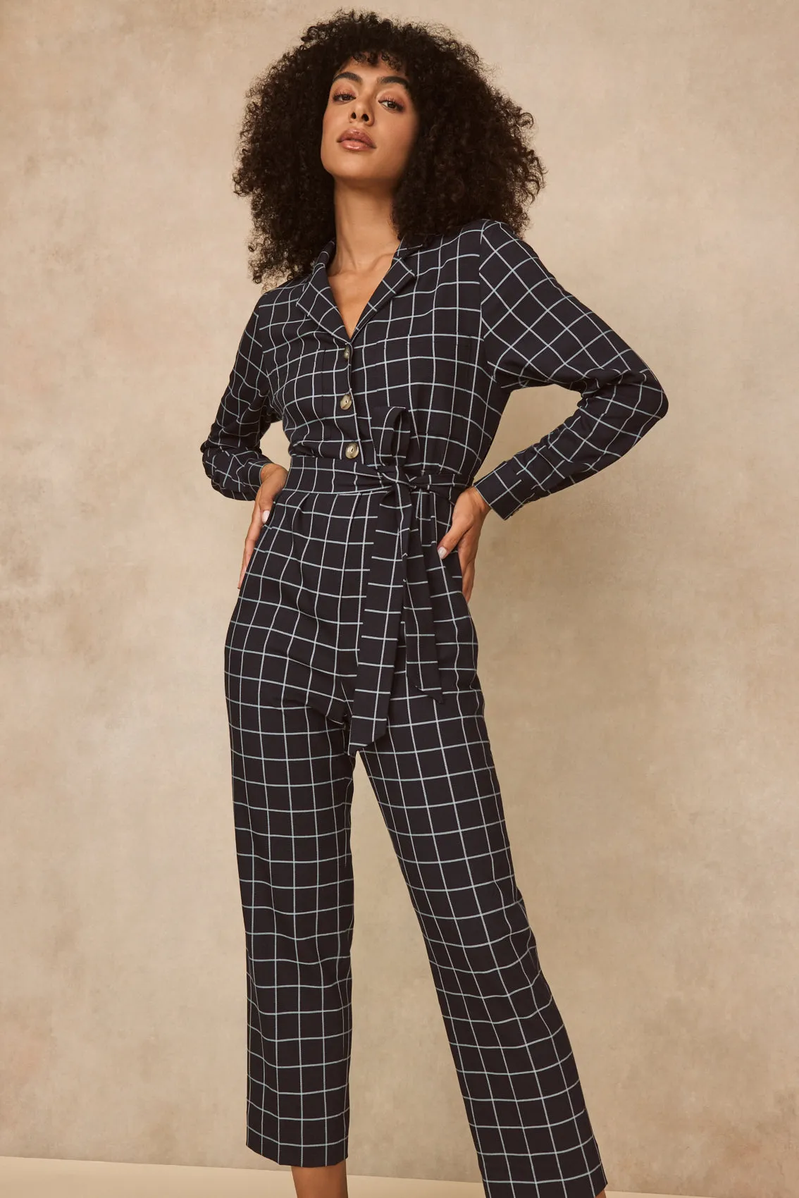 Oversized Check Jumpsuit