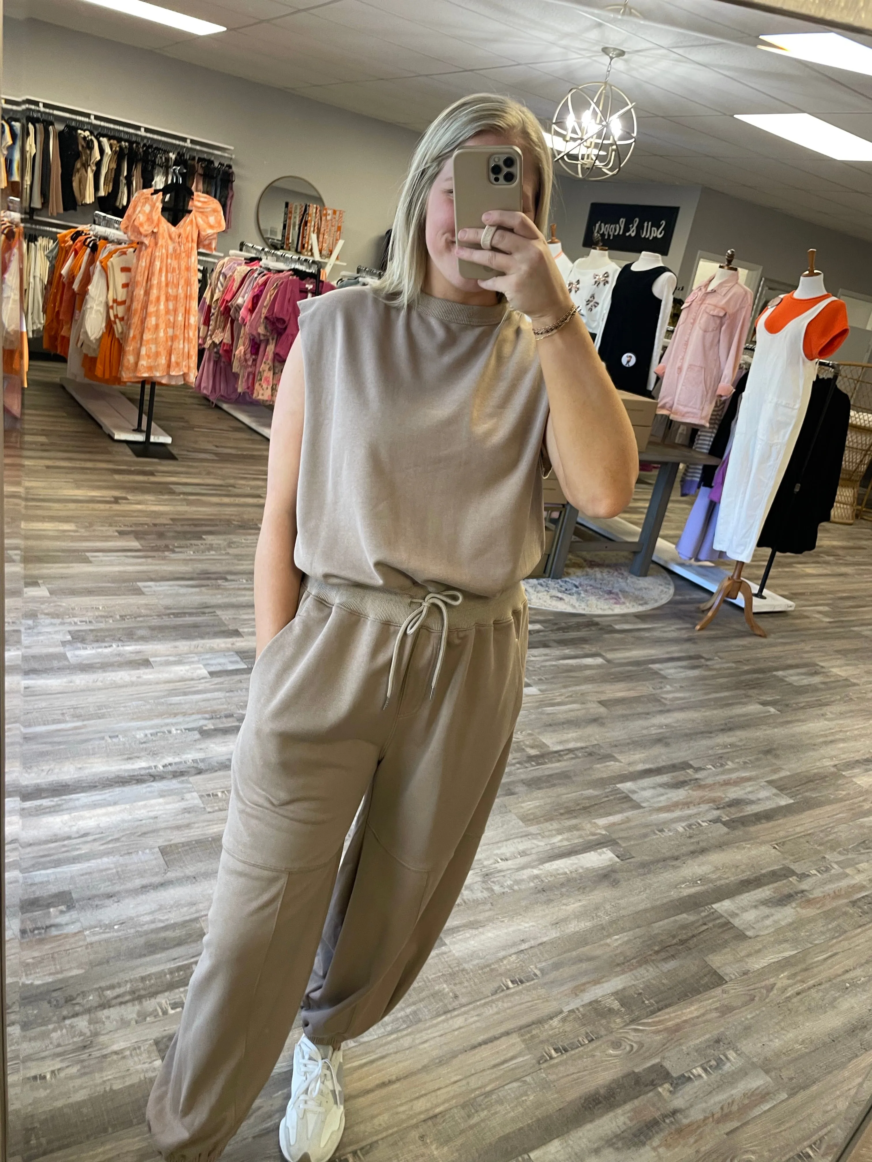 Oversized Terry Knit Jumpsuit - Mocha