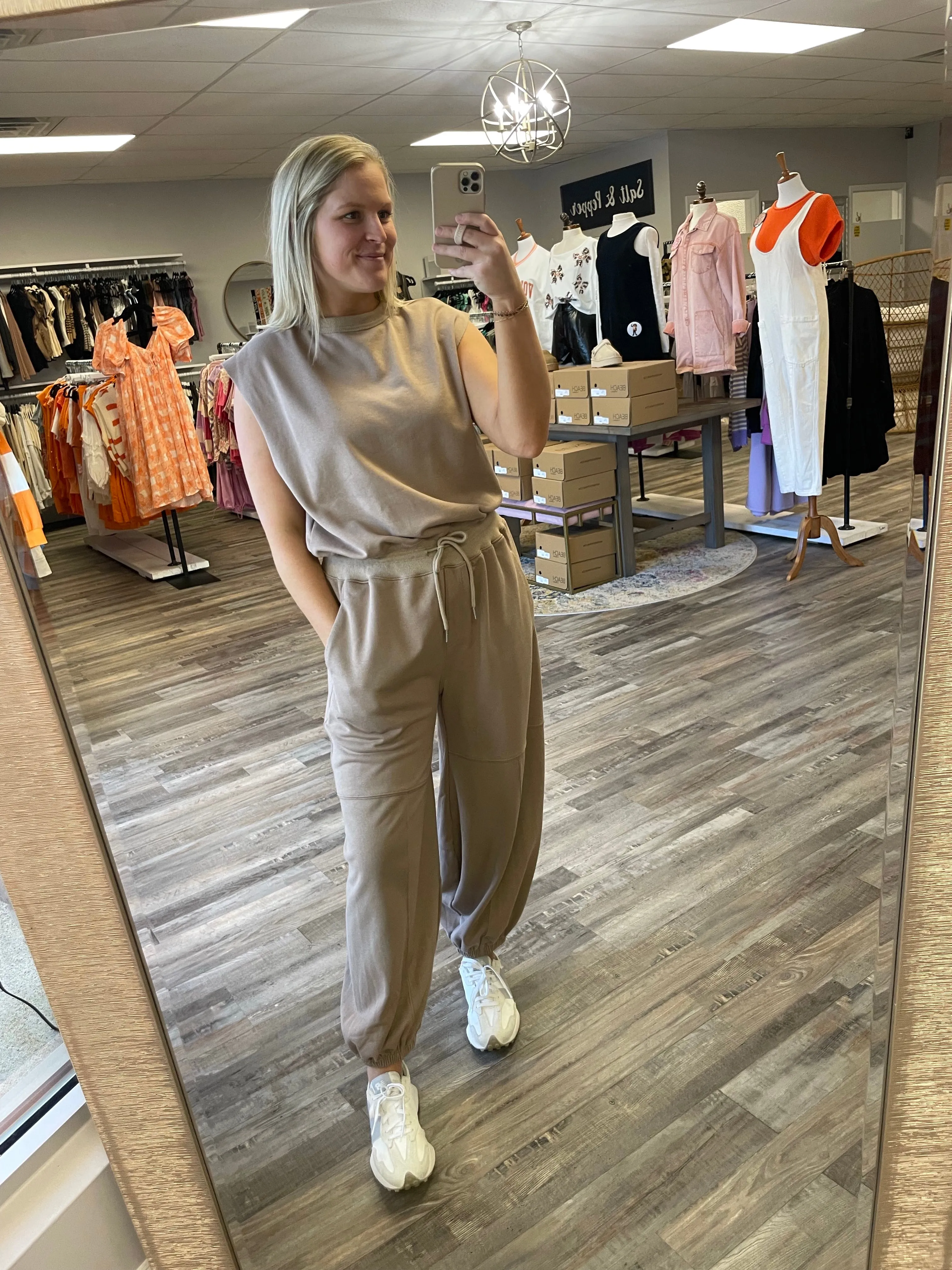 Oversized Terry Knit Jumpsuit - Mocha