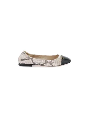 Snake Print Leather Ballet Flats