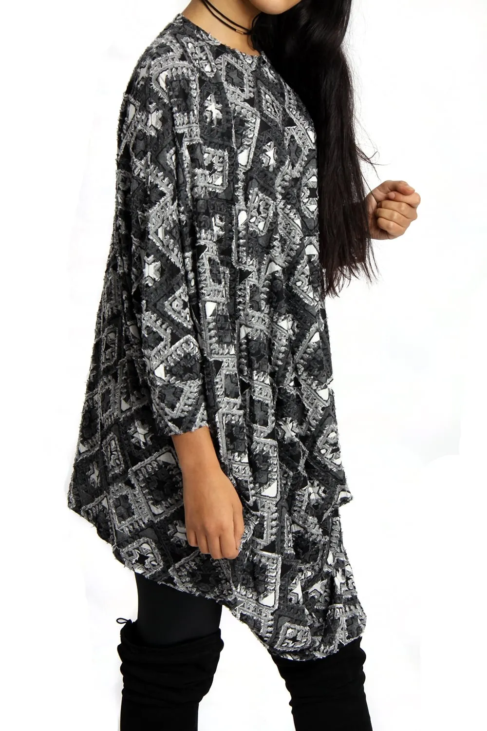 Square Design Oversized Dress Top