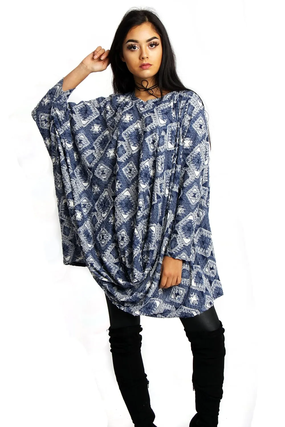 Square Design Oversized Dress Top